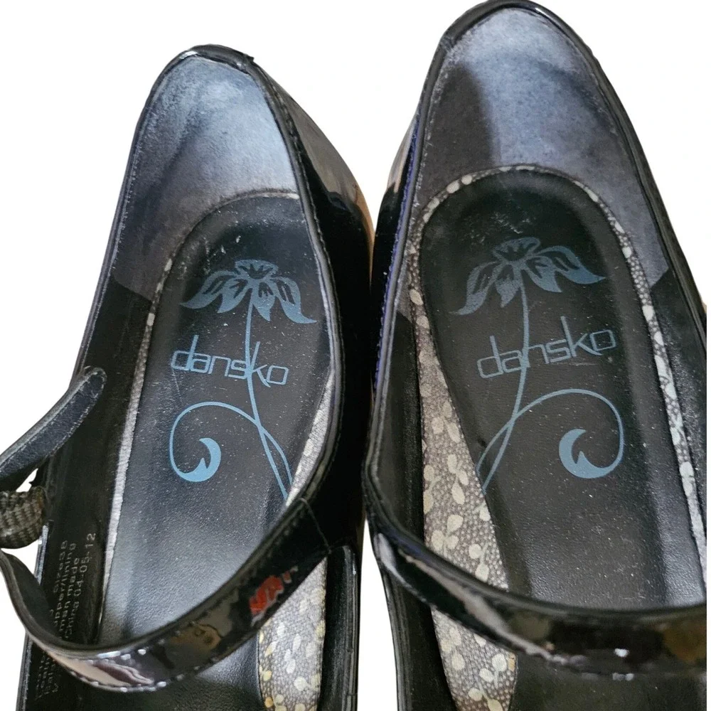 Dansko Bett Black Patent Leather Mary Jane Heels Pumps EU 38 US 7.5 8 Comfort